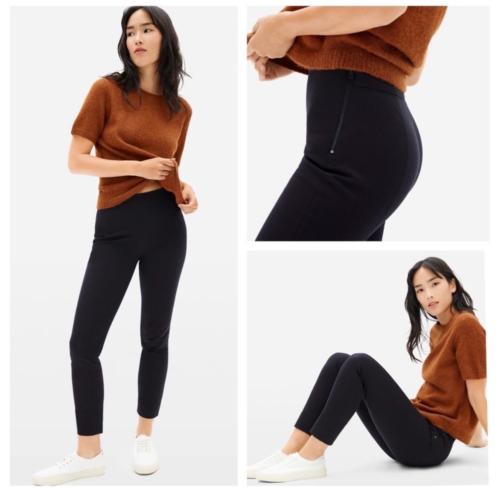 Everlane The Side Zip Stretch Cotton Pant in Black - 4 Way Stretch - Pixie Pant